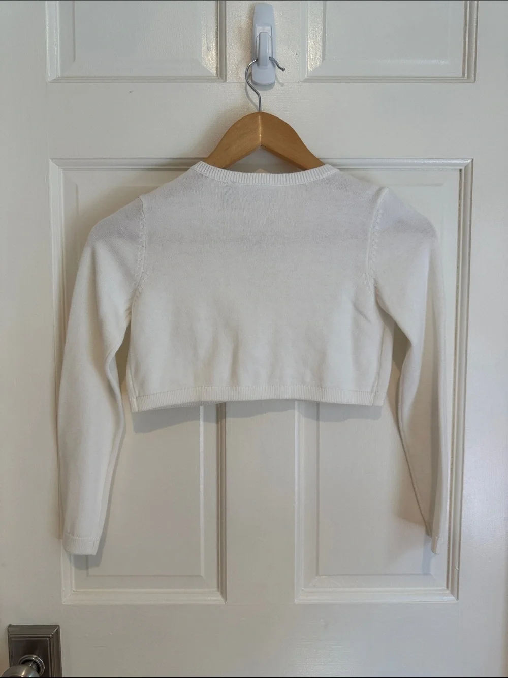 The Children's Place Ivory Pearl-Collar Cropped Cardigan size 7/8